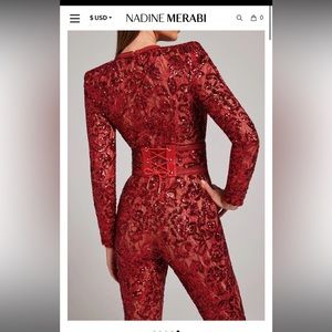 NADINE MERABI Bella red jumpsuit